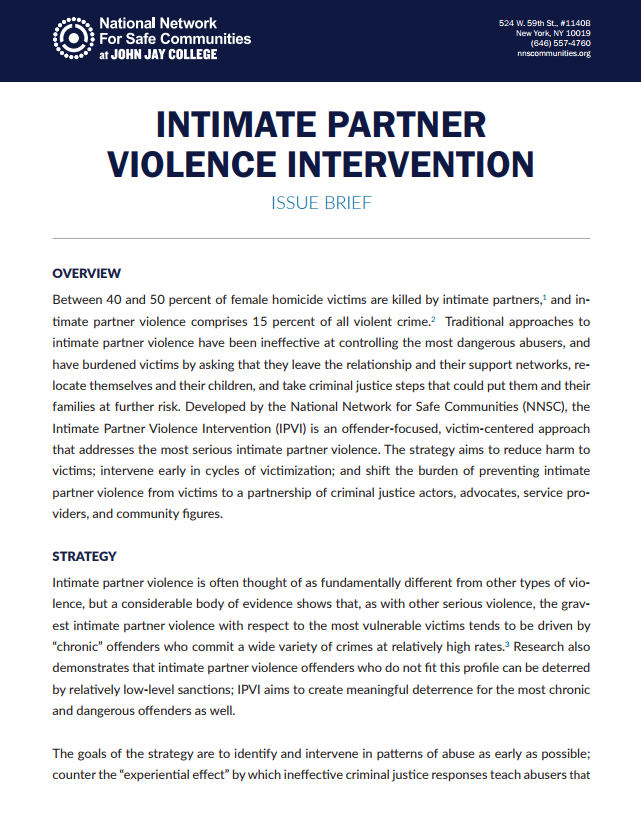 Intimate Partner Violence Intervention Issue Brief